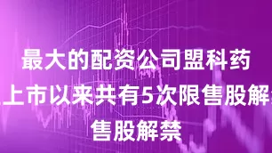 最大的配资公司盟科药业上市以来共有5次限售股解禁